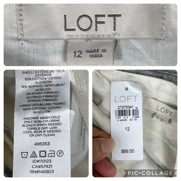 NWT Loft Cotton Blend Boucle Tweed Accents Shift Mini A-Line Pencil Skirt  Sz 12 - Picture 3 of 9